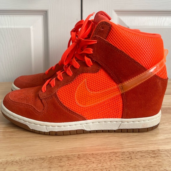 Nike Dunk Sky High Wedge Sneakers Suede Orange - Picture 1 of 10